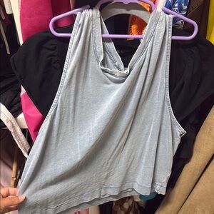 Z Supply Gray Asymmetrical Crop Tank Top